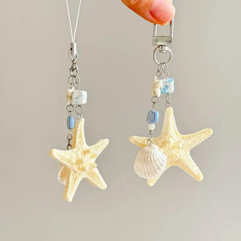 Ocean Shells & Starfish Keychain Phone Strap Charm | Resin Keychain Charm Axl