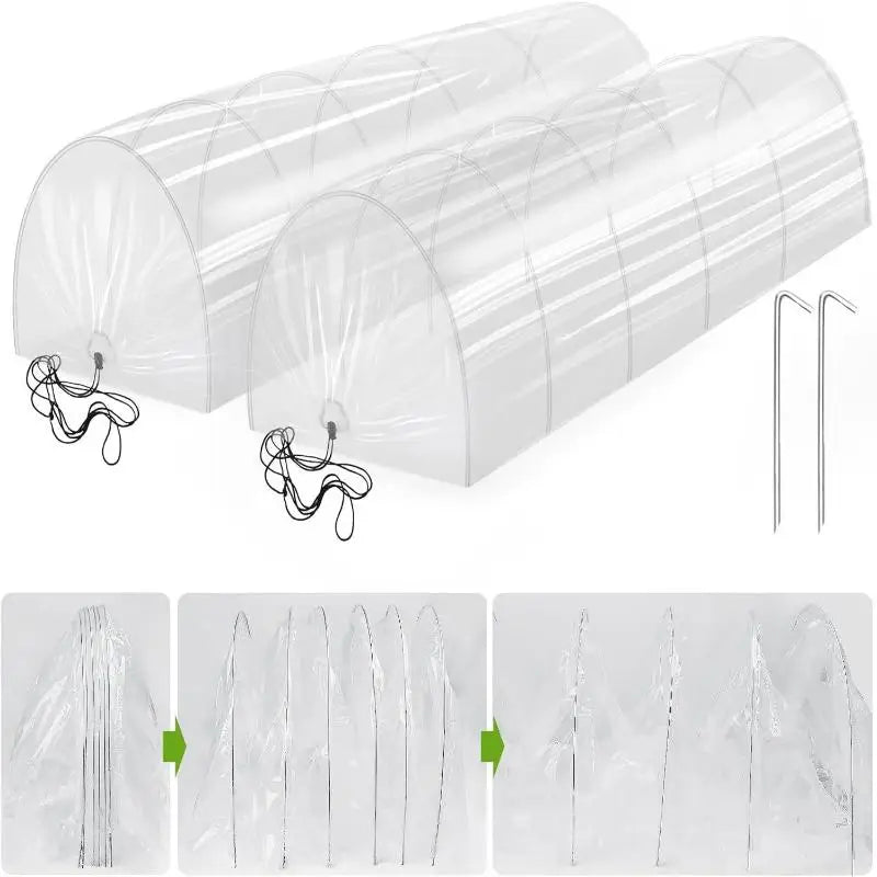 Garden Tunnel Cloche Shade Net Cover & Portable Hoop Stakes Garden Tunnel Cover Axl White