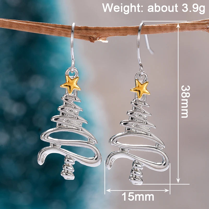 Huitan Christmas Tree Drop Earrings – Star Dangle for Women Drop Earrings Axl