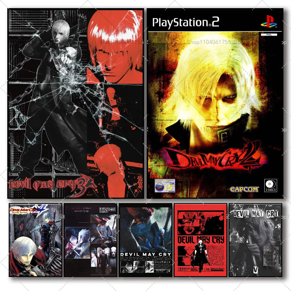 Devil May Cry Game Poster – Self-Adhesive Waterproof Wall Sticker Wall Art Poster Axl
