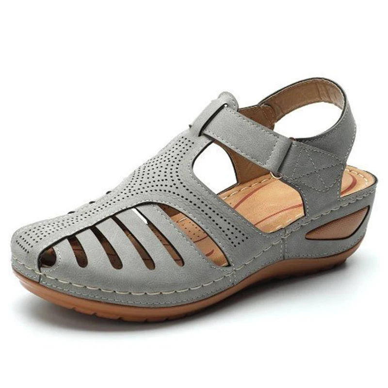 HAJINK Women's Wedge Sandals – Classic Low Platform Summer Shoe Wedge Sandals Axl GRAY 42