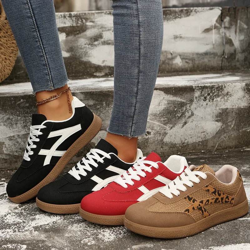 MCDV Women's Vulcanized Flat Sneakers – Lace-Up Casual Shoes Women's Flat Sneakers Axl