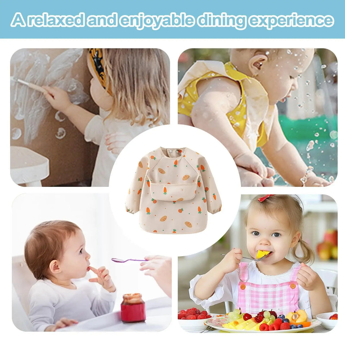 Long Sleeve Baby Smock Bib – Waterproof & Washable Toddler Bib Baby Smock Bib Axl