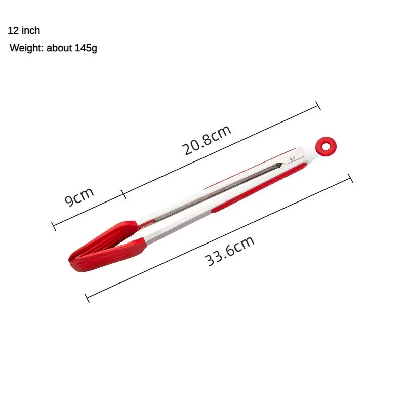Stainless Steel Silicone BBQ Tongs – Non-Slip & Heat Resistant Kitchen Tongs Axl 12Inch