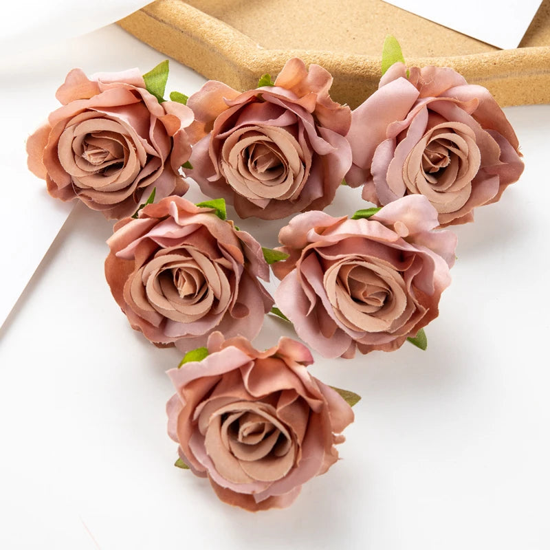 Silk Artificial Rose Heads 5/10 Pcs – Wedding & Home Decor Artificial Silk Flowers Axl color 6 5pcs
