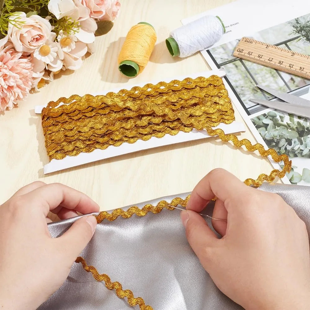 15 Yards Wavy Fringe Trim Ribbon – Goldenrod Polyester Lace Sewing Trim Ribbon Axl