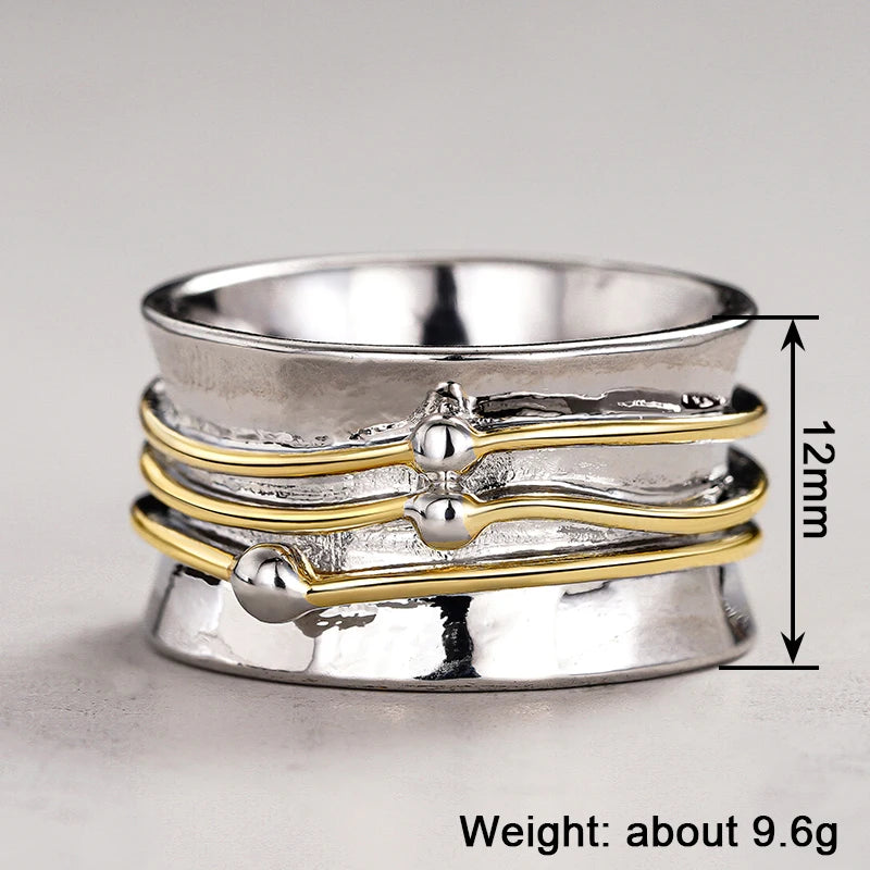 Huitan Two-Tone Wire Wrapped Ring – Hip Hop Statement Jewelry Statement Ring Axl