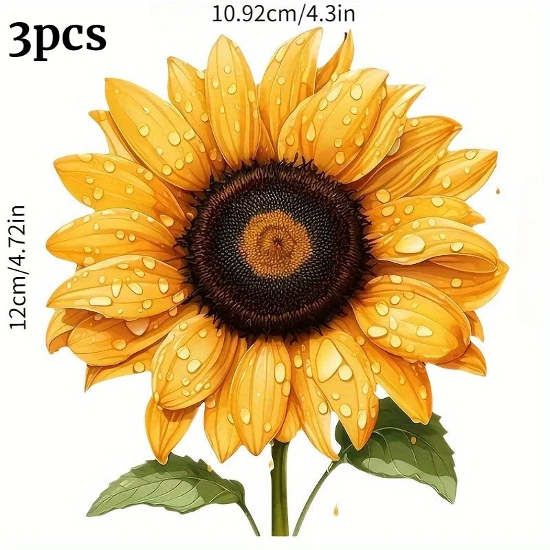 Waterproof Sunflower & Water Droplet Stickers for Cars & Laptops Decorative Stickers Axl sunflower-3pcs