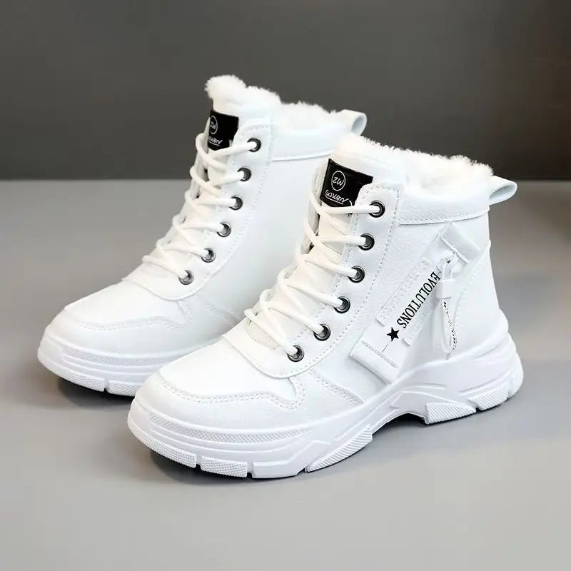 Women's Winter Snow Ankle Boots – Lace-Up Warm Casual Shoes Women's Snow Boots Axl WHITE 36