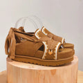 Bohemian Wedge Sandals – Women's Roma Embroidery Lace-Up Wedge Sandals Axl Brown 40