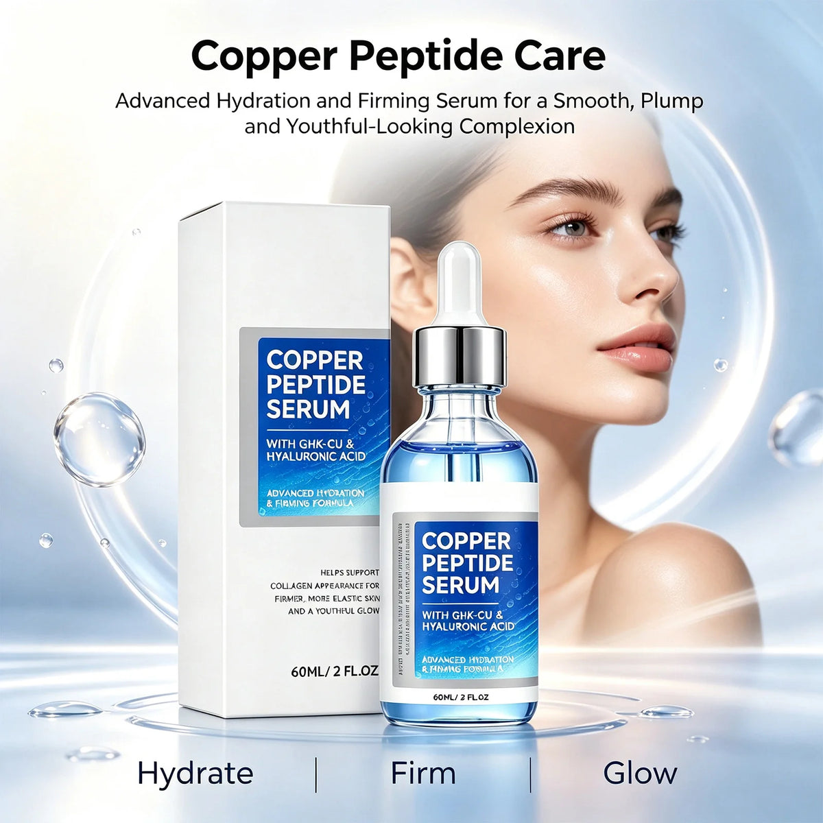 Copper Peptide Face Serum GHK-Cu, Hyaluronic Acid & Niacinamide Face Serum Axl