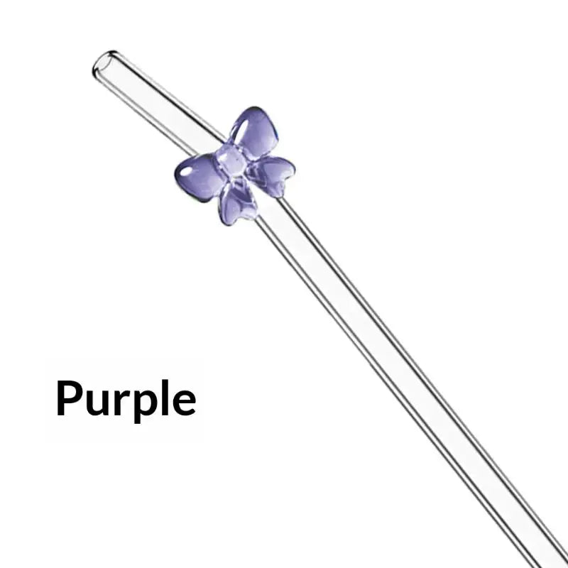 Colorful Bow Glass Straw – Reusable Curved Drinking Straw Glass Drinking Straw Axl A4