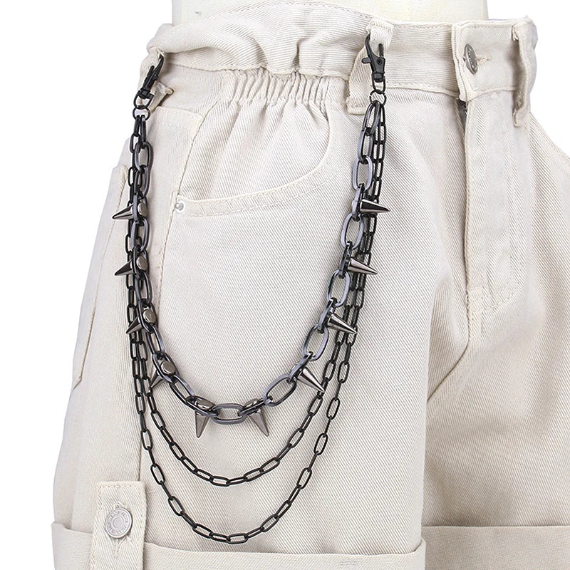 Hip-Hop Punk Metal Rivet Pants Chain – Unisex Waist Chain Waist Chain Jewelry Axl Black