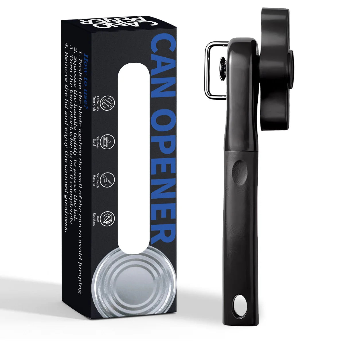 Stainless Steel Manual Safety Can Opener – Multifunctional Manual Can Opener Axl Black Can Openers(Co