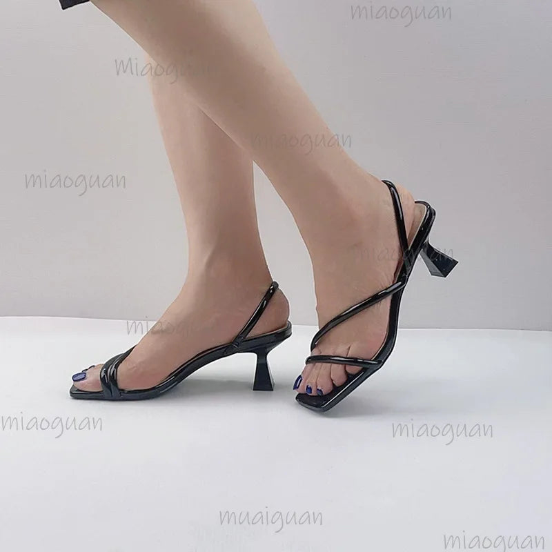 Women's Square Toe Low Heel Sandals – 5CM Party Pumps Low Heel Sandals Axl