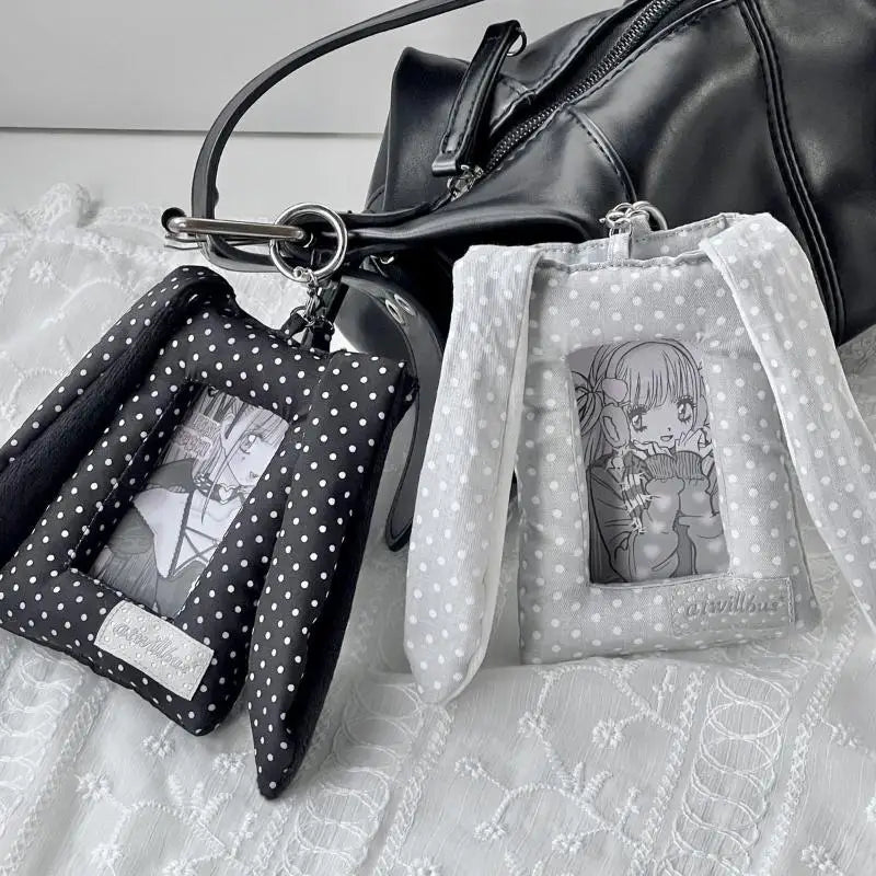 Y2K Rabbit Ears Kpop Photocard Holder Keychain | Bag Pendant Photocard Holder Keychain Axl