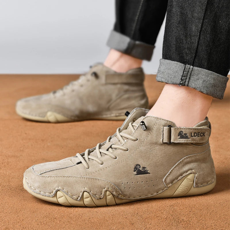 AZGB Men's Leather High Top Sneakers – Non-Slip Walking Shoes High Top Sneakers Axl