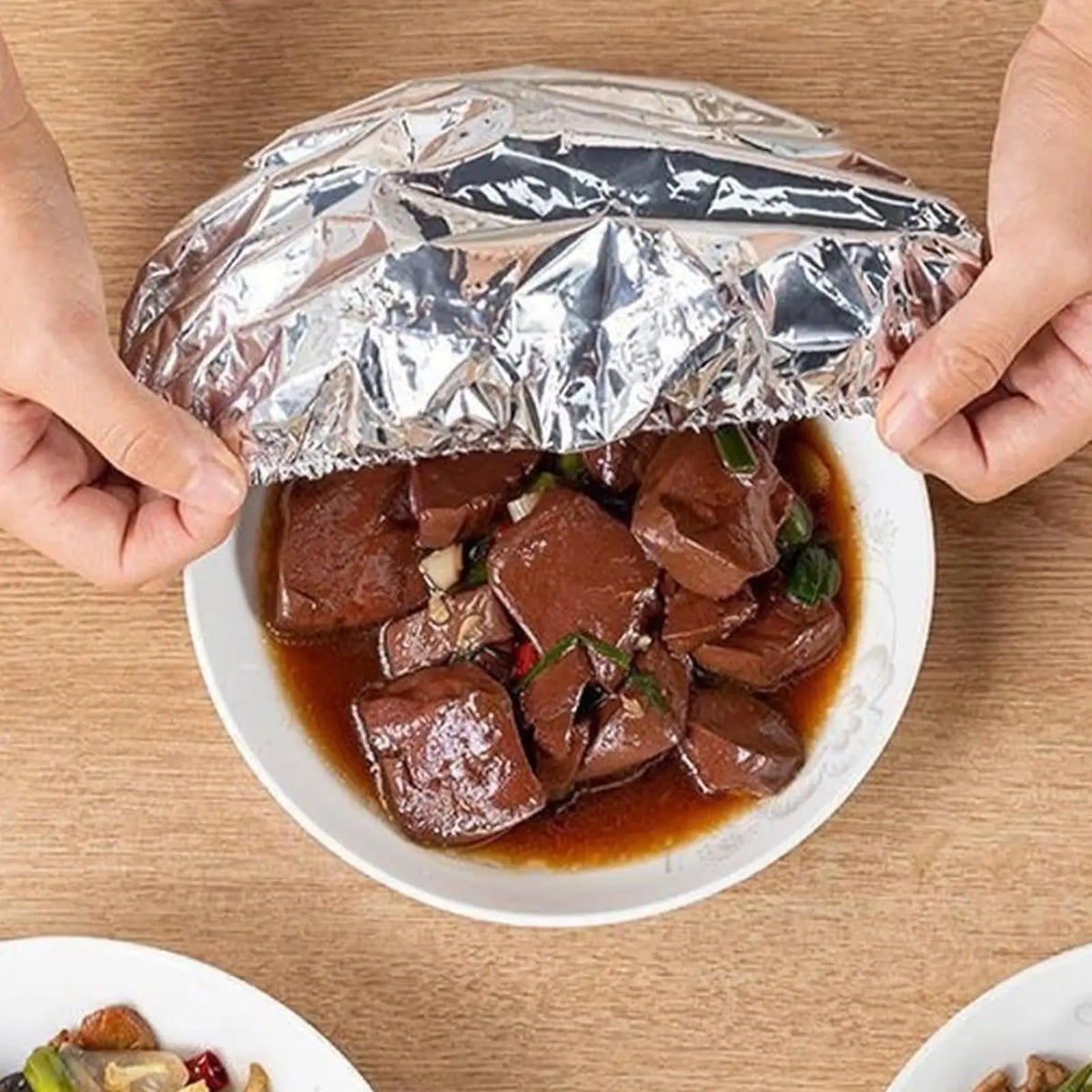 Stretchable Aluminum Foil Food Covers – 50pc Reusable Lids Food Cover Lids Axl