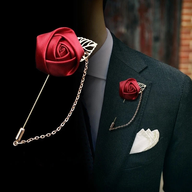 Rose Flower Brooch Pin – Fabric Yarn Floral Lapel Pin Unisex Floral Brooch Pin Axl