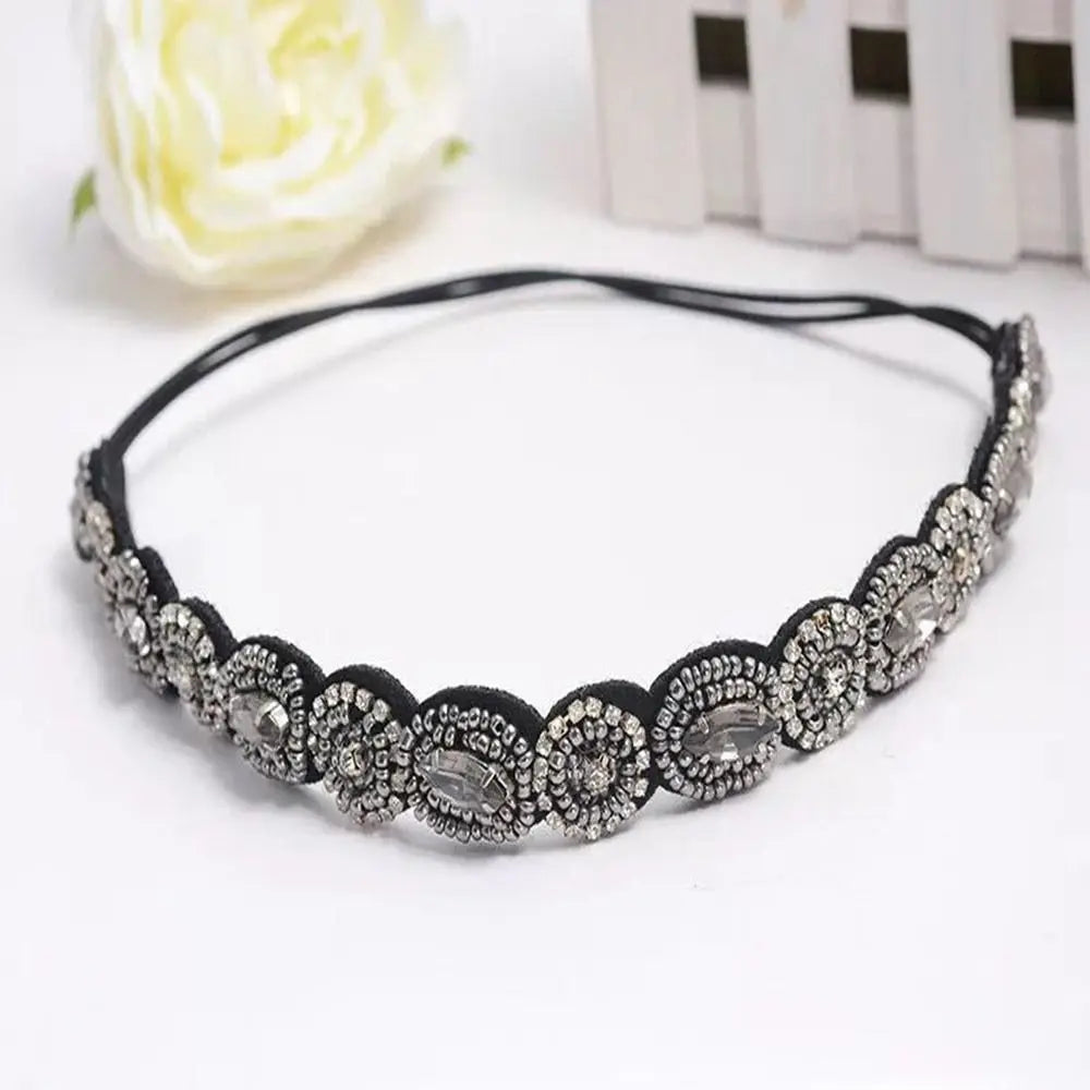 Rhinestone Beaded Headband – Bohemian Elastic Hair Band for Women Beaded Headband Axl