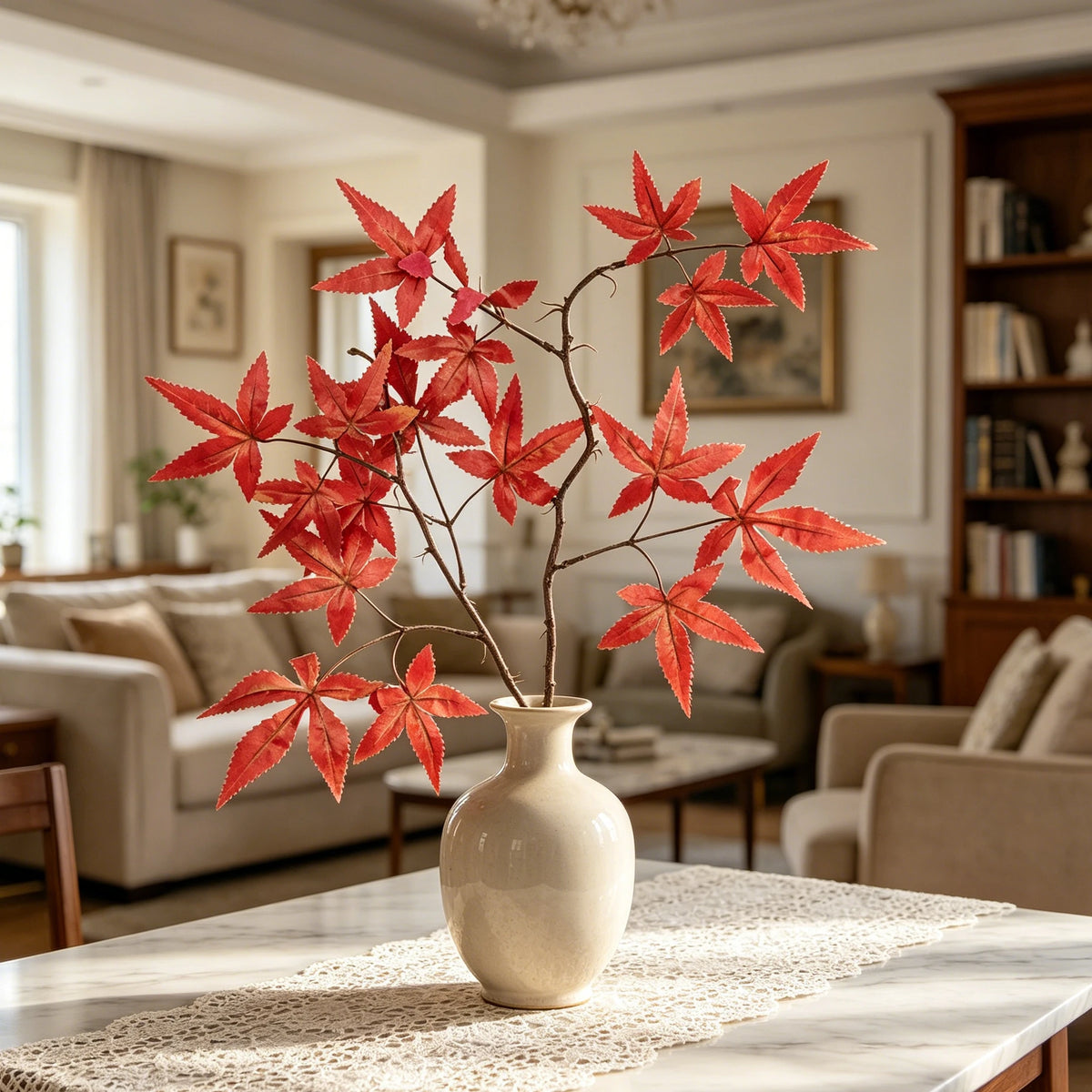 Autumn Artificial Maple Leaf Bouquet | Fall Home Decor Artificial Leaf Bouquet Axl