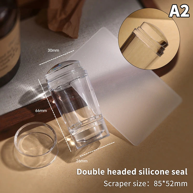Silicone Nail Art Stamping Kit – Stamper & Scraper Set Nail Art Stamping Kit Axl A2