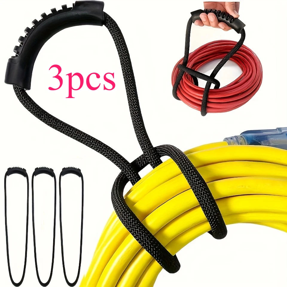 Heavy-Duty Storage Strap with Handle – Cord & Hose Organizer Storage Organizer Strap Axl Black 3pcs