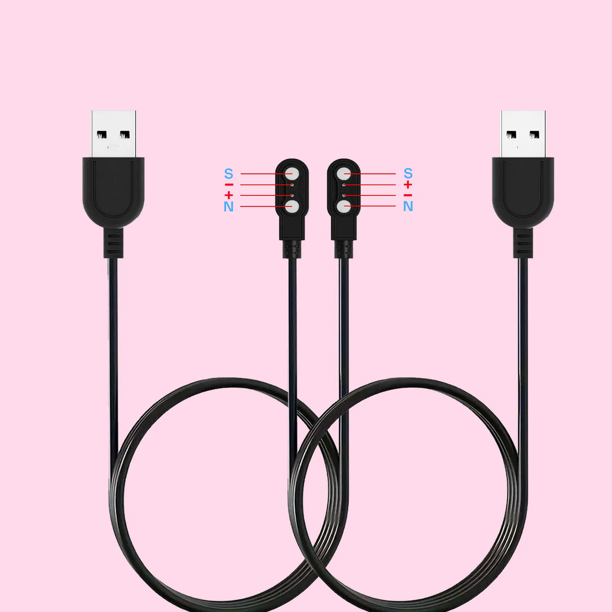 2-Pack 2-Pin 2.5mm Magnetic Smart Watch Charging Cable USB Smart Watch Charger Axl