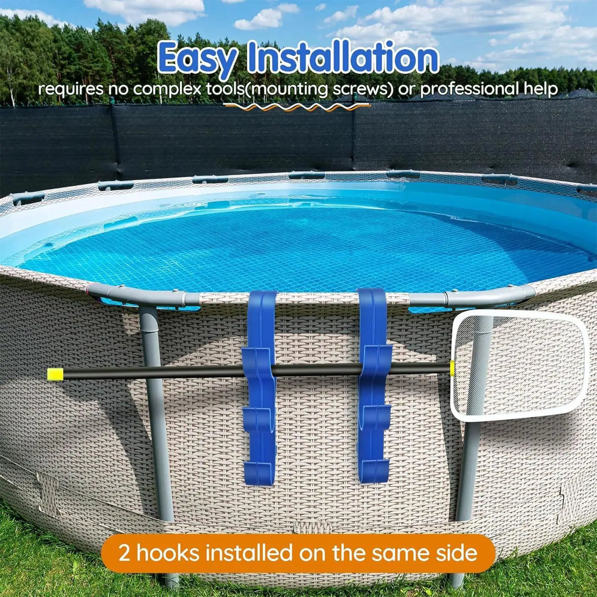 Poolside Hook Bracket Set 2 Pcs – Pool Tool Storage Rack Pool Storage Rack Axl