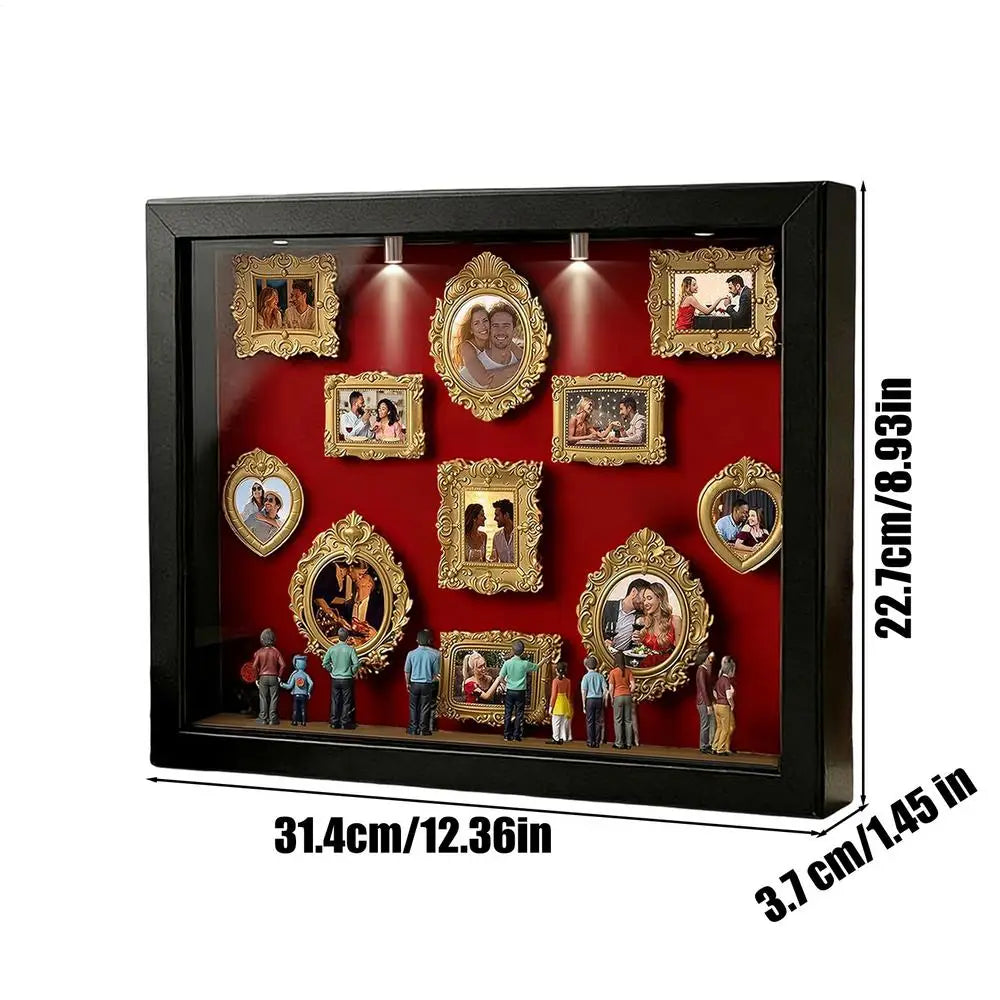 Mini Museum Photo Box with LED Light & Figurines | Gift LED Photo Display Box Axl black photo frame