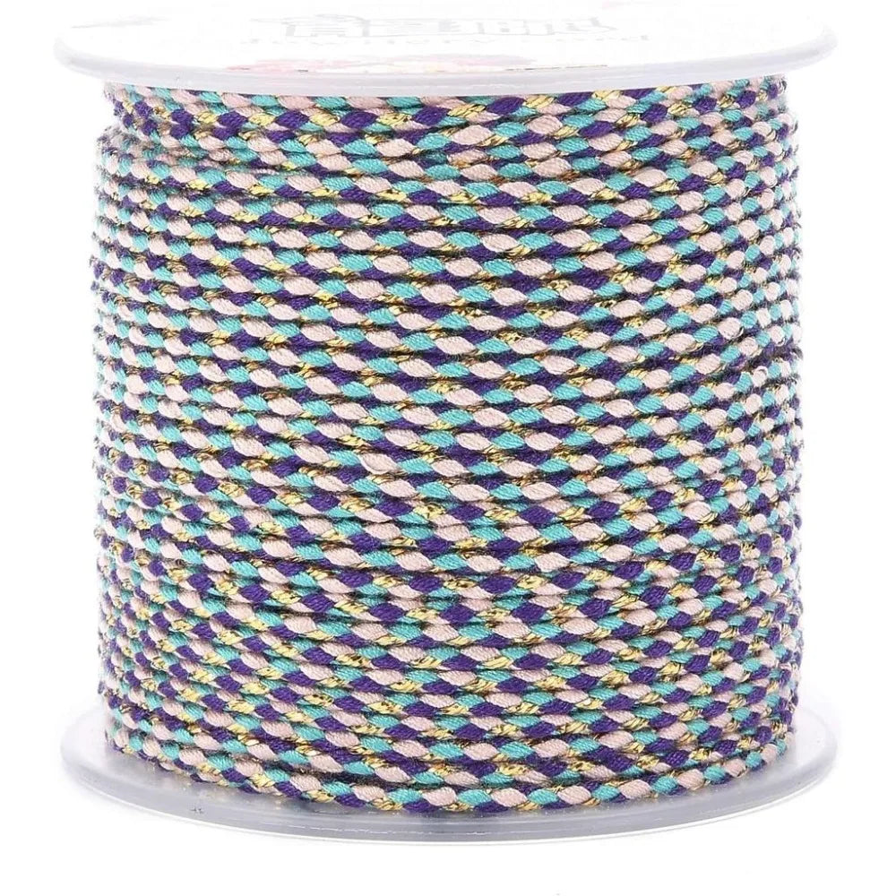 21.8 Yards 1.5mm 4-Ply Polycotton Macrame Cord with Gold Wire Macrame Craft Cord Axl AECH04-19405