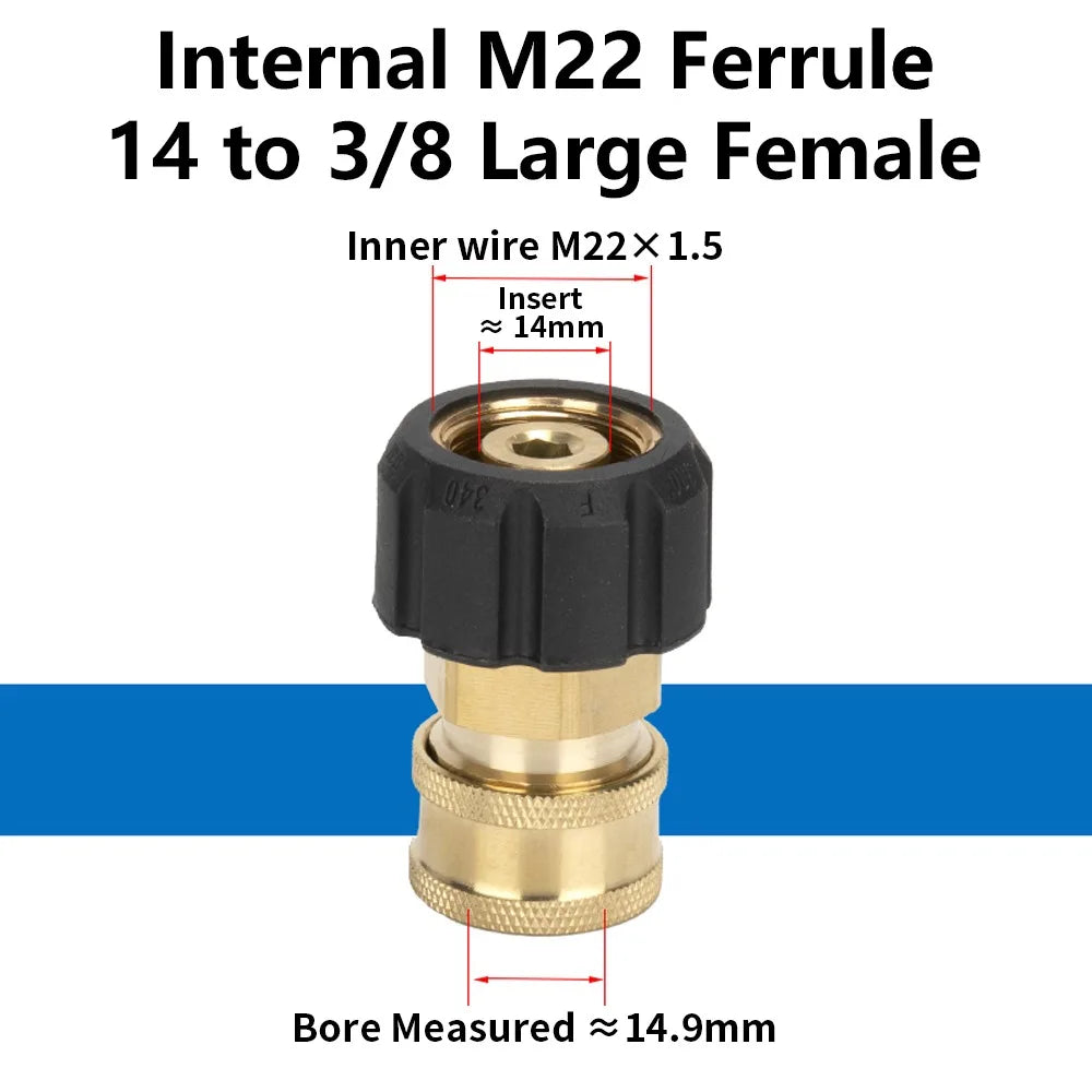 M22 Pressure Washer Adapter – 3/8 & 1/4" Quick Coupler Pressure Washer Adapter Axl 16mm Style 5