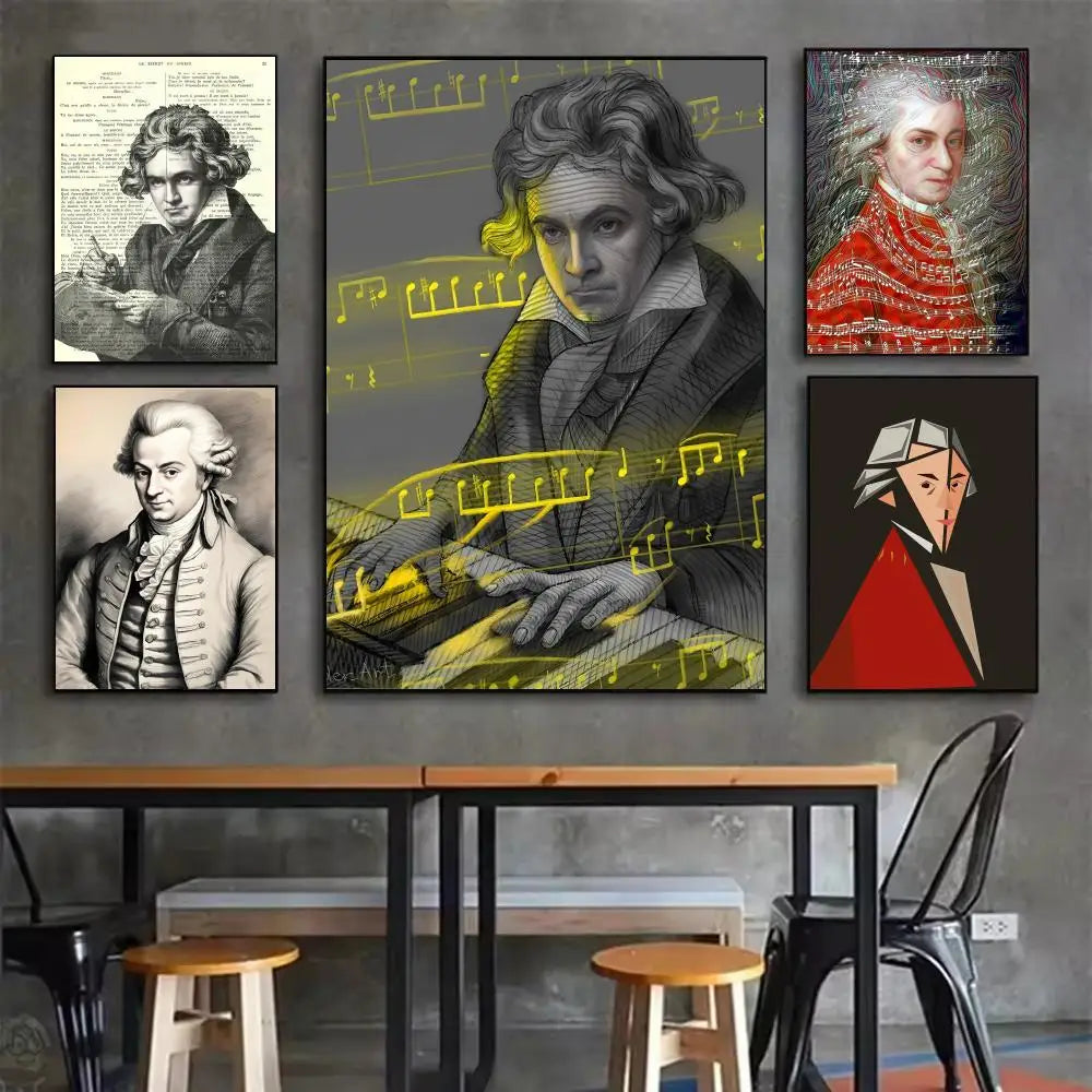 Mozart Minimalist Music Poster | Wall Art Sticker for Home Wall Art Sticker Axl