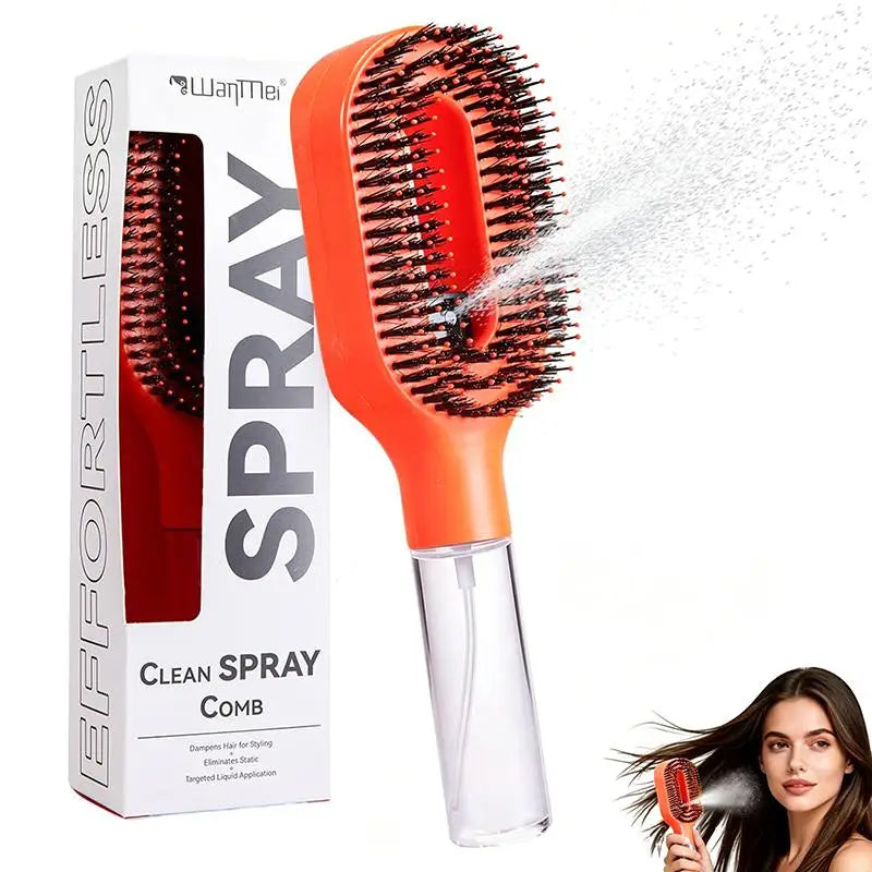 2-in-1 Detangling Spray Hair Brush with Refillable Mist Tank Spray Detangling Brush Axl