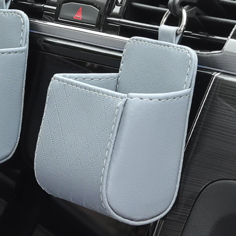 Car Air Vent Storage Bag – PU Leather Organizer Pocket Car Vent Organizer Axl