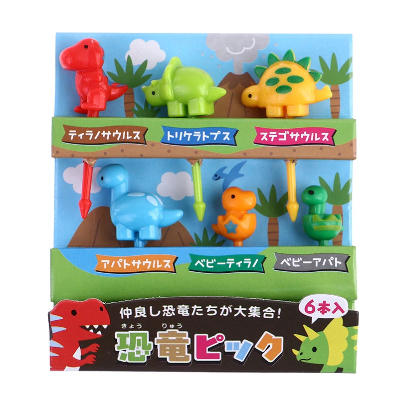 6-Piece Dinosaur Mini Fruit Forks – Bento Box Food Picks Fruit Fork Set Axl