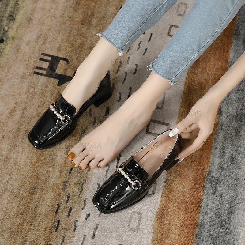 Women's Square Toe Mary Jane Flats – Slip-On Loafers Women's Flat Loafers Axl
