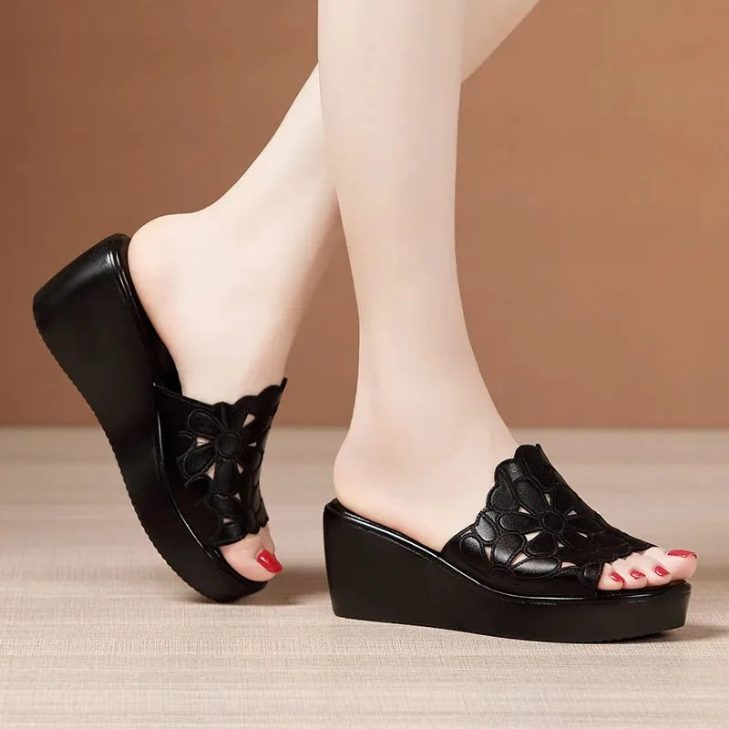 Women's Open Toe Wedge Platform Sandals – 6CM Hollow-Out Wedge Platform Sandals Axl