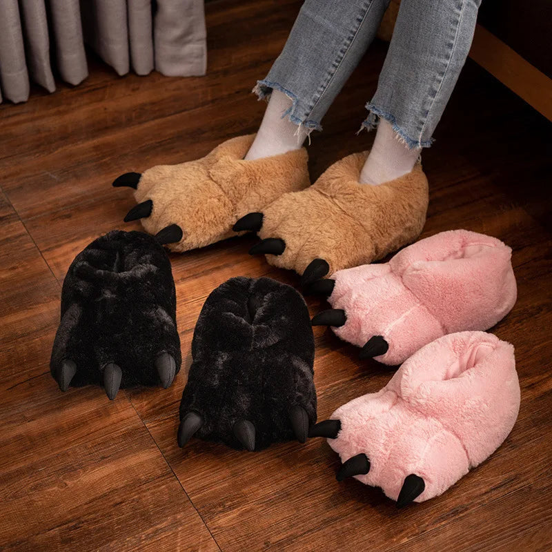 Lorilury Women's Fluffy Faux Fur Bear Paw Indoor Slippers Indoor Slippers Axl