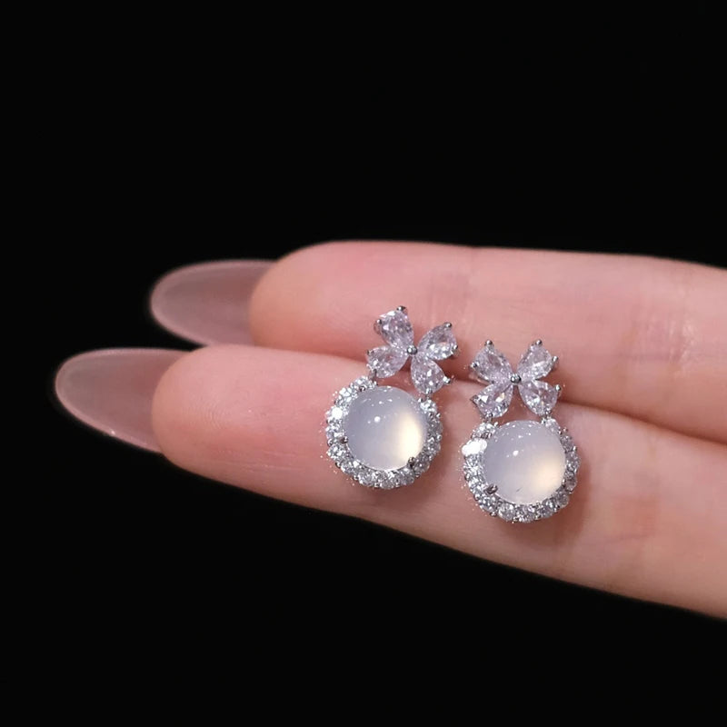 Huitan Bow Opal & CZ Stud Earrings – Women's Fashion Jewelry Stud Earrings Axl