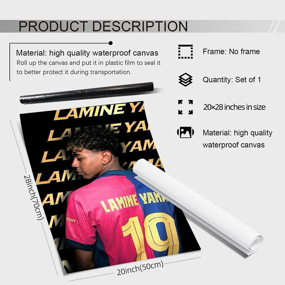 Lamine Yamal Football Star Canvas Wall Art Poster – Unframed Canvas Wall Art Axl