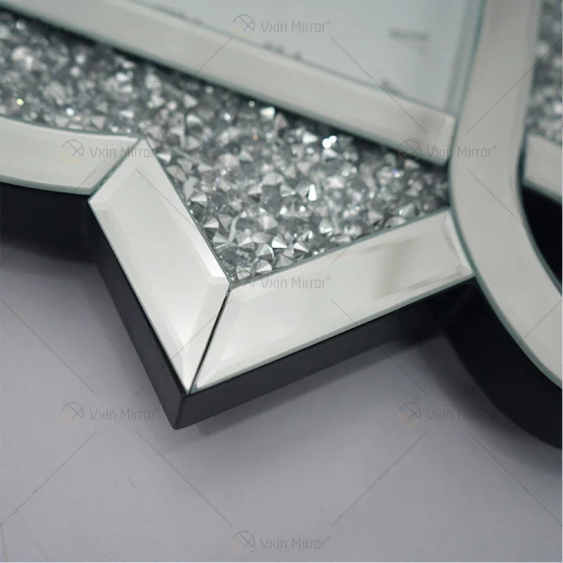 Nordic Mirror Wall Clock 50cm – Silent 3D Glass Silver Decor Wall Clock Axl