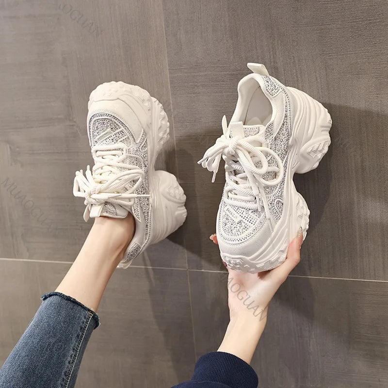 Women's Bling Chunky Platform Sneakers – 8CM High Heel Platform Sneakers Axl