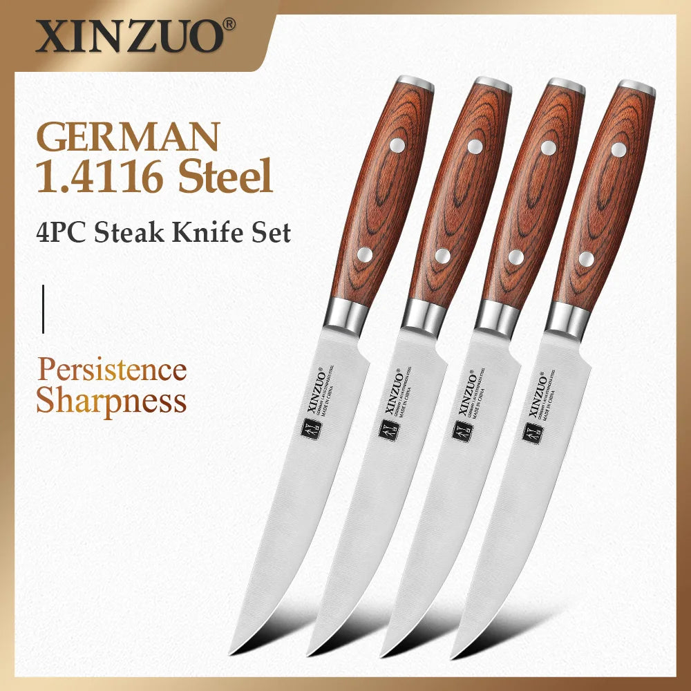 XINZUO 5" Steak Knife – German Steel & Wooden Handle Steak Knife Set Axl