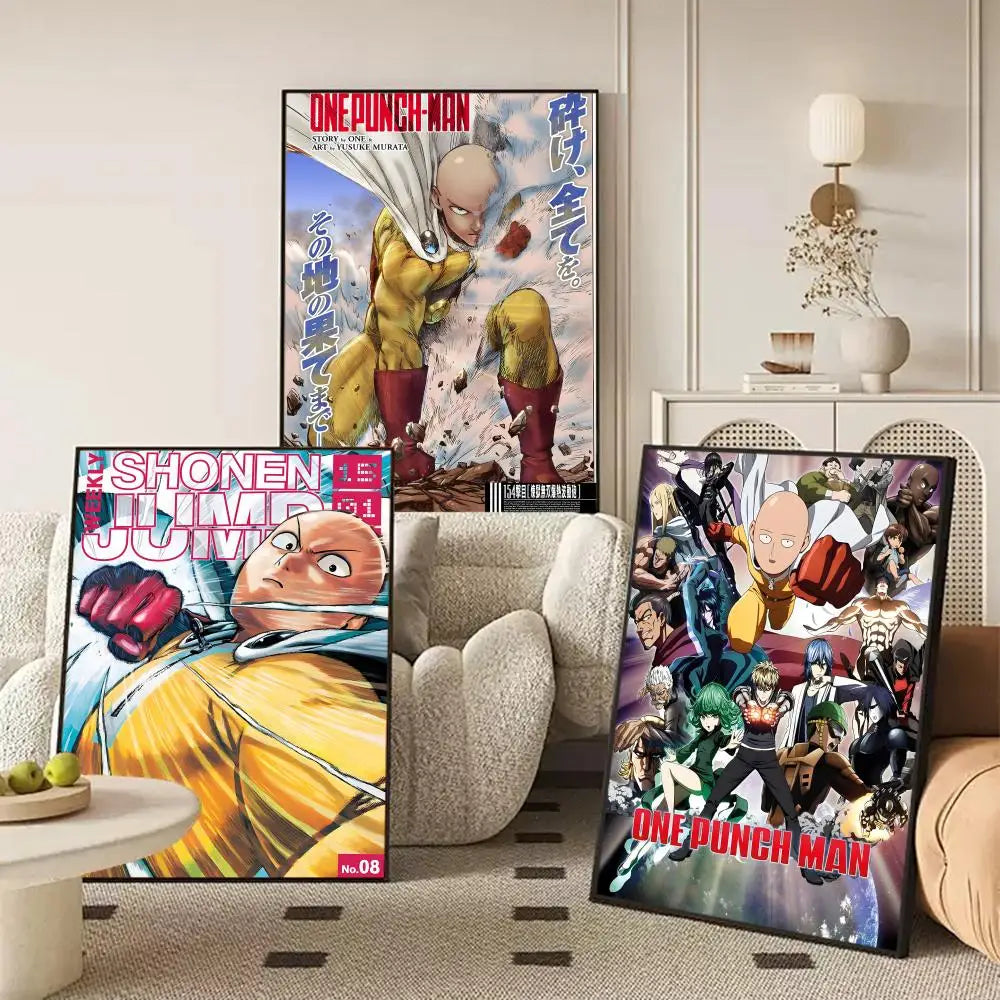 One Punch Man Anime Poster Self-Adhesive Wall Art Sticker Anime Wall Poster Axl