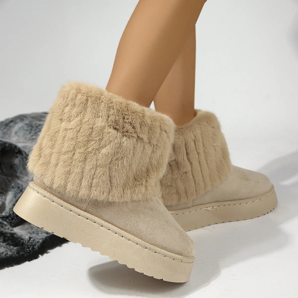 Women's Slip-On Plush Snow Boots – Warm Black Ankle Boots Women's Snow Boots Axl