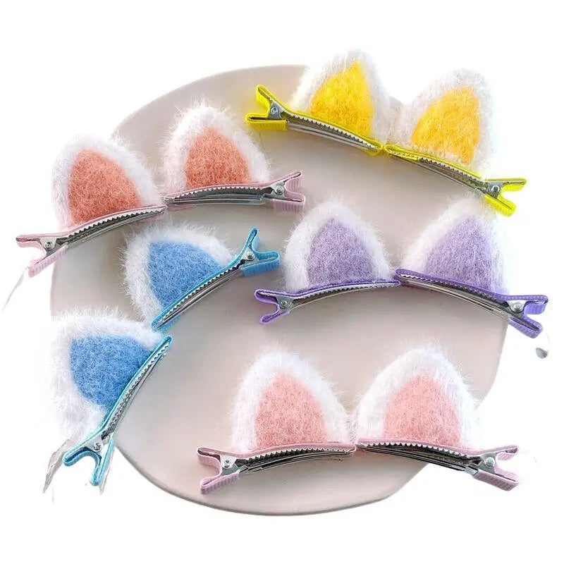 2PCS Plush Cat Ear Hair Clips – Korean Style Girls Accessory Girls Hair Clips Axl