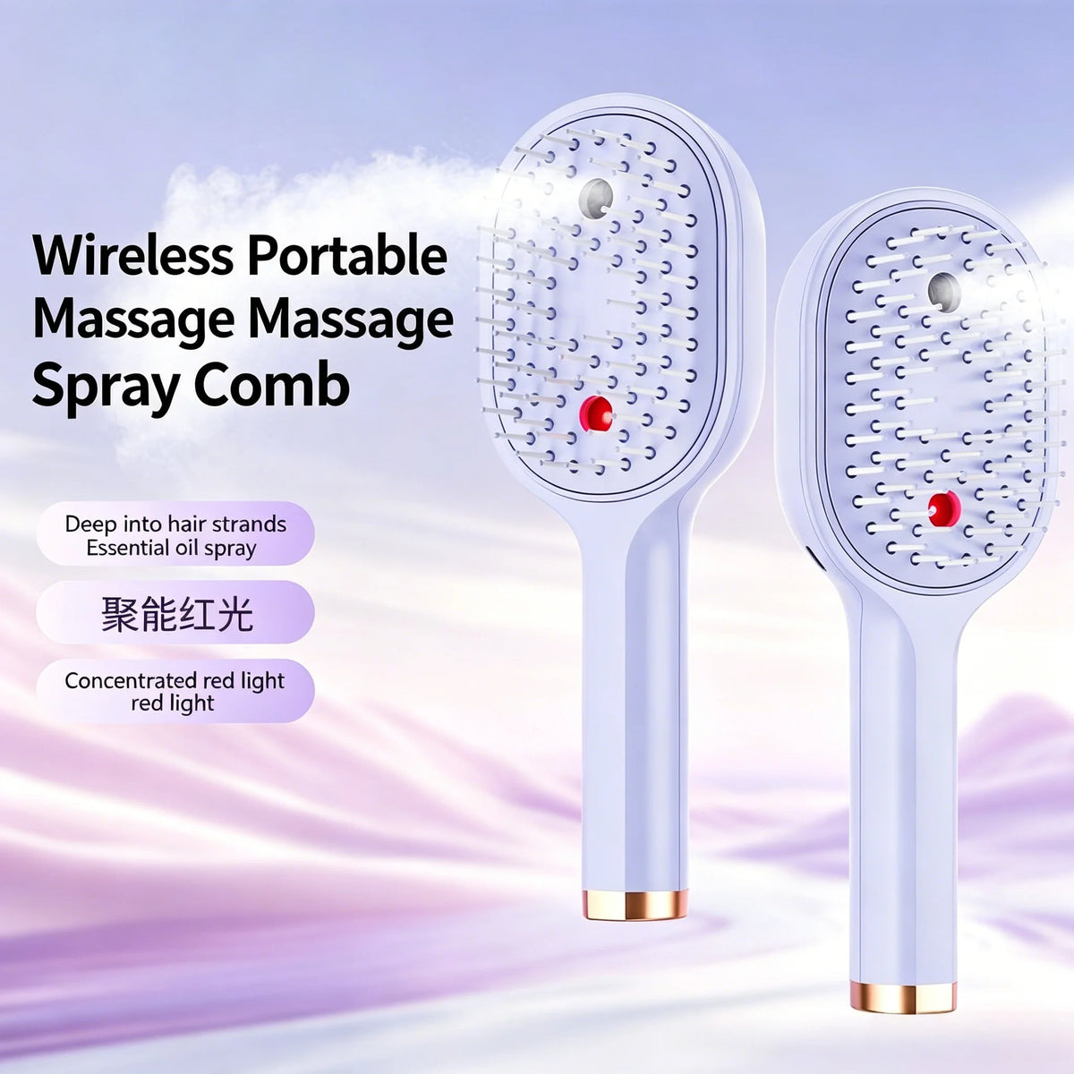 Electric Steam Hair Brush – Rechargeable Detangling Scalp Massager Electric Hair Brush Axl purple