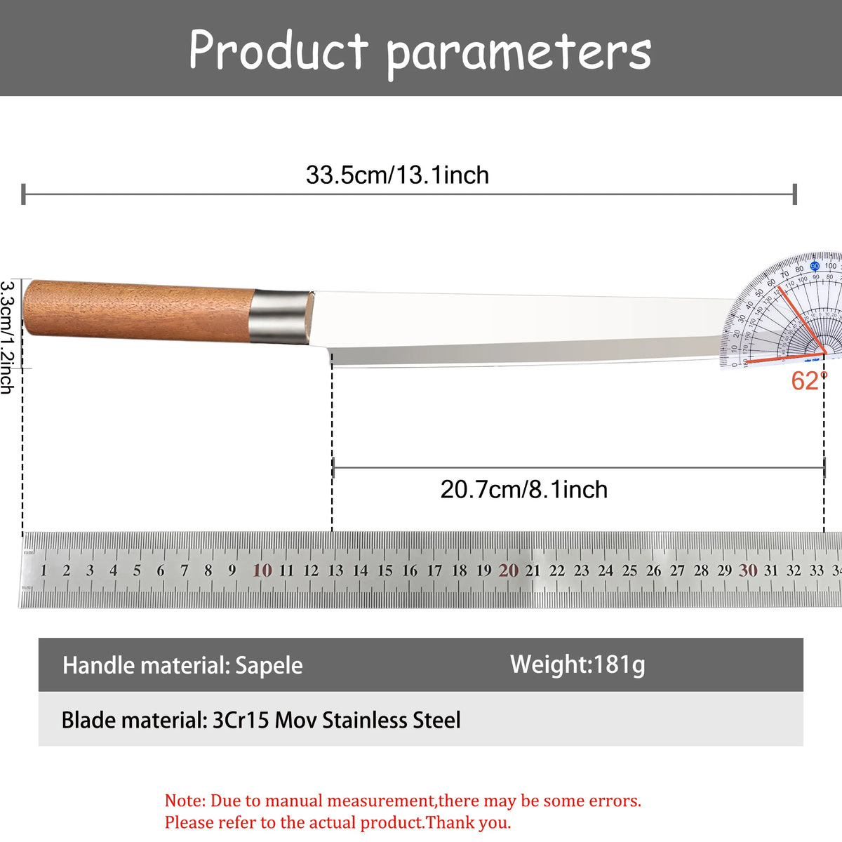 Professional Sashimi Knife – Stainless Steel Fish Slicing Knife Sashimi Knife Axl