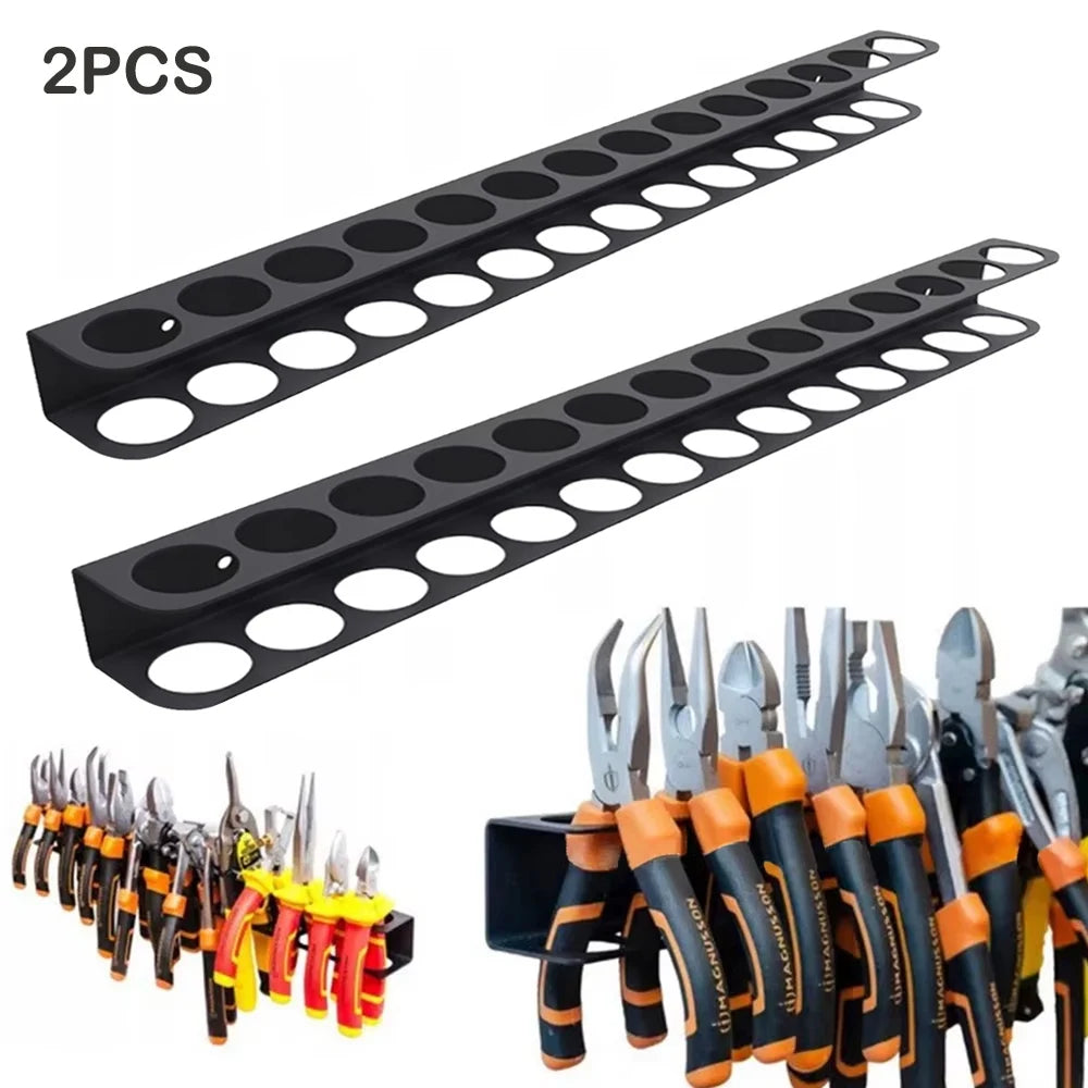 Wall-Mounted 14-Hole Screwdriver Organizer & Tool Storage Rack Tool Storage Rack Axl Black 2 Pcs